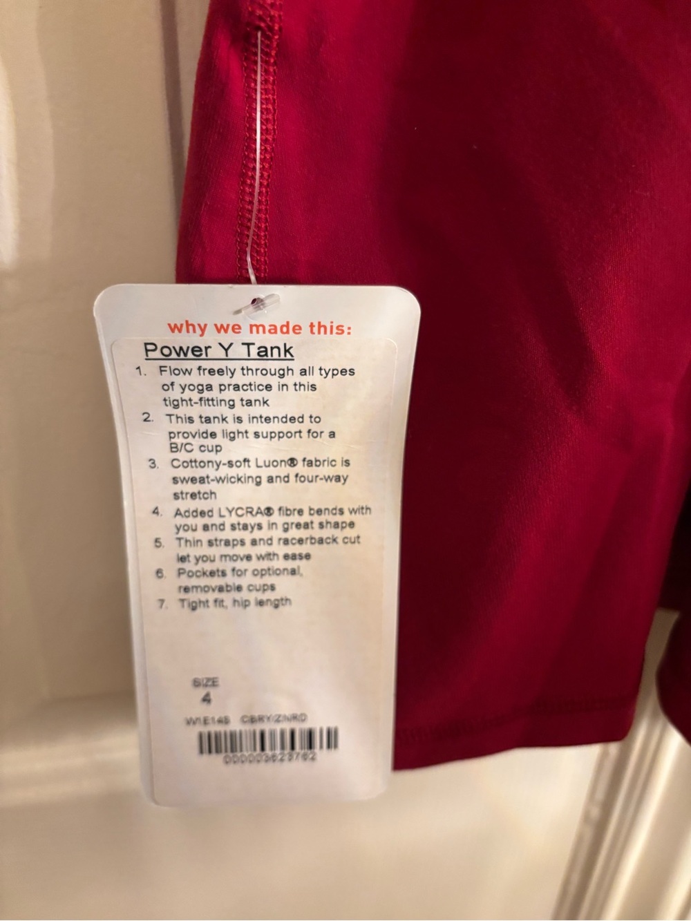 lululemon athletica Power Y Tank in red